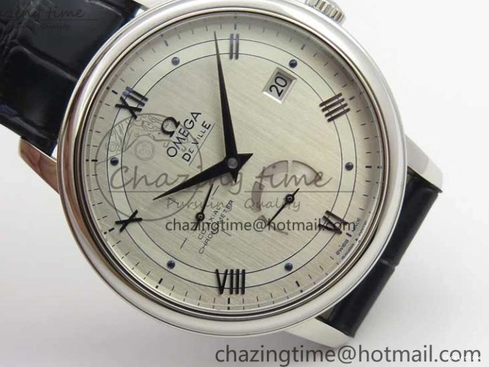 0312 Timeless De Ville Prestige Real PR SS ZF 1:1 Best Edition Gray Dial Blue Markers on Blue Leather Strap MIYOTA 7936